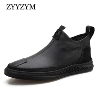 zyyzym men casual shoes leather all black men flat shoes 2021 autumn new man shoes zapatos de hombre formal dress