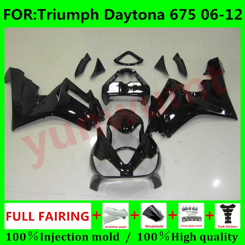 

NEW ABS Motorcycle Injection Mold Fairings kit for Triumph Daytona 675 06 07 08 675R 09 10 11 12 bodywork full Fairing black