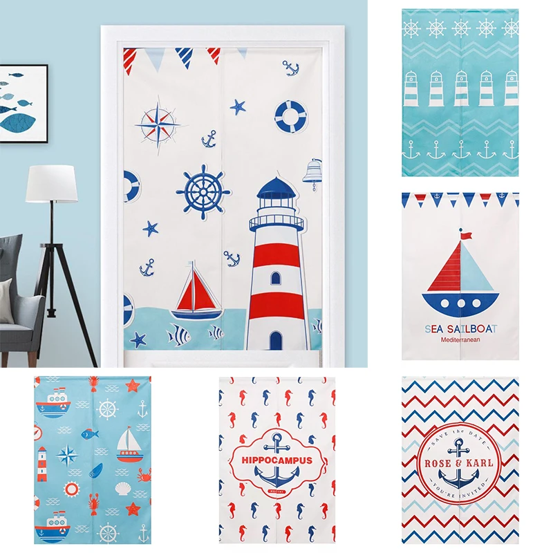 

Mediterranean Cloth Curtain Bedroom Kitchen Partition Curtain Household Shelter Curtain Toilet Half Curtain No Punching