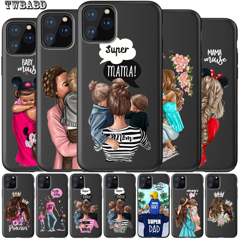 Модный чехол для телефона Super Mom Baby Girl iphone 11 11pro Max семейный Capa iPhone Etui | Мобильные