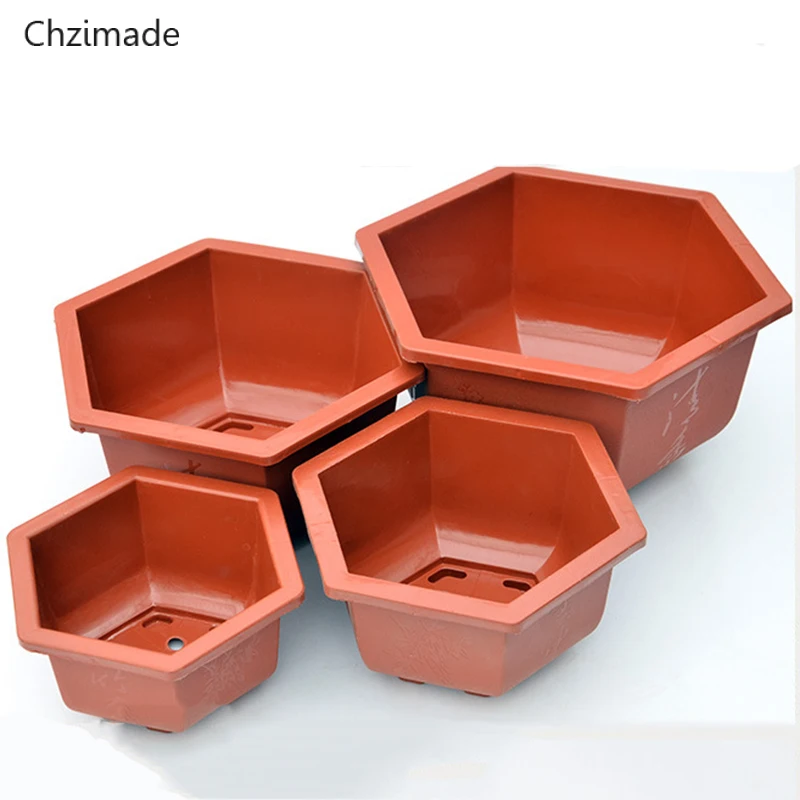 Chzimade шестиугольный пластиковый цветочный горшок бонсай для небольших цветочных