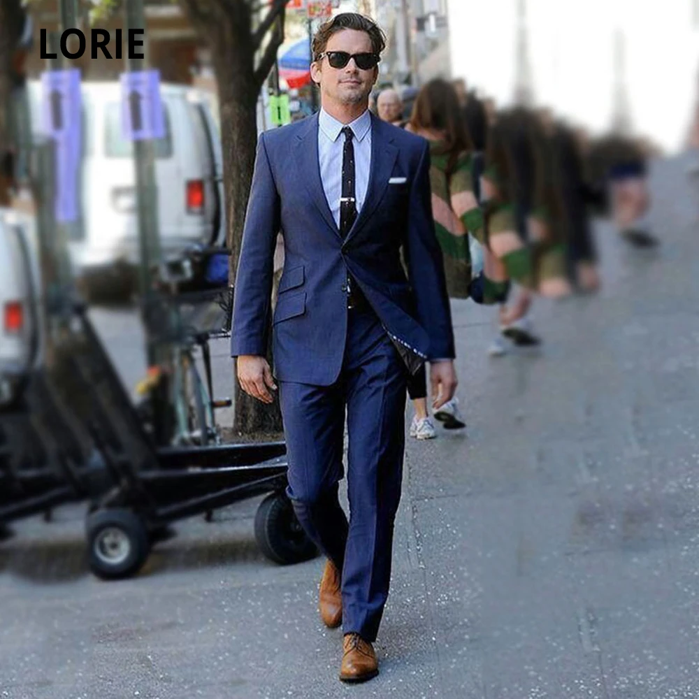 

Костюм LORIE мужской деловой, пиджак и брюки, темно-синий смокинг для жениха, для свадьбы, выпускного вечера, вечеринки, 2020