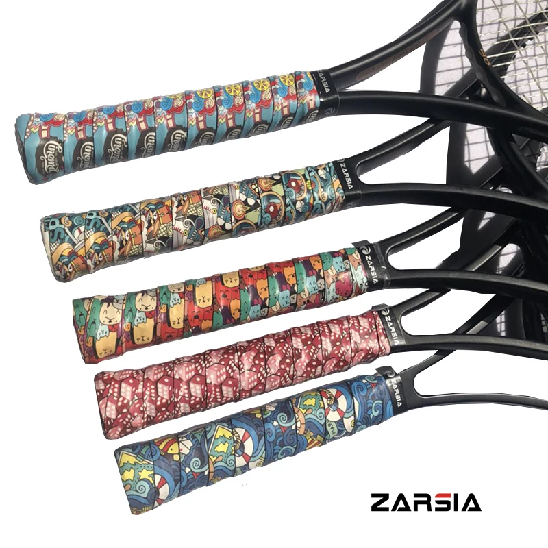 100pcs Wholesales ZARSIA NEW 2021 printing colorful tennis overgrips, an-ti slip tbadminton racket over grip Ice hockey grip