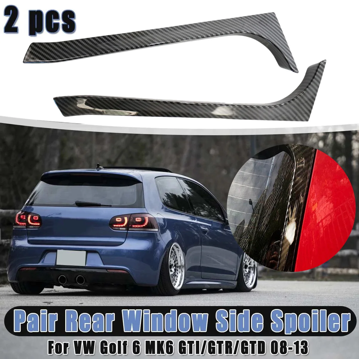 

Сплиттер-спойлер для заднего стекла для Golf 6 MK6 R GTD 2008-2013, стиль из углеродного волокна