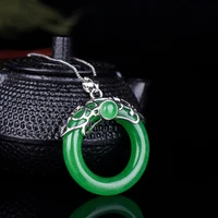 100 real green pendant with 925 sterling silver add chain jade jewelry necklace lucky accessories unisex