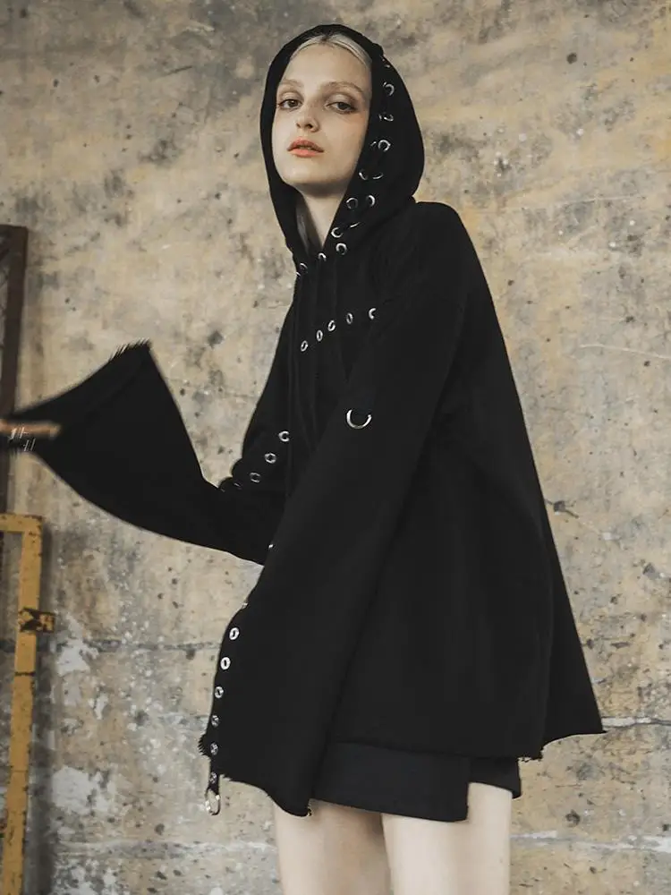 Панк рейв женские готические ведьмы повседневные толстовки с капюшоном PT