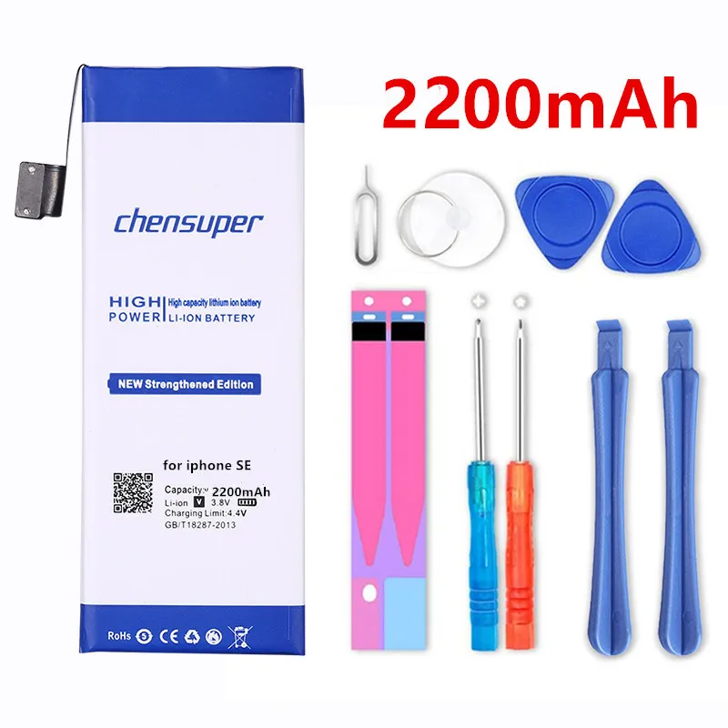 

Лучший бренд chensuper, аккумулятор на 2200 мАч для iphone SE для iphoneSE, бесплатные инструменты + наклейка