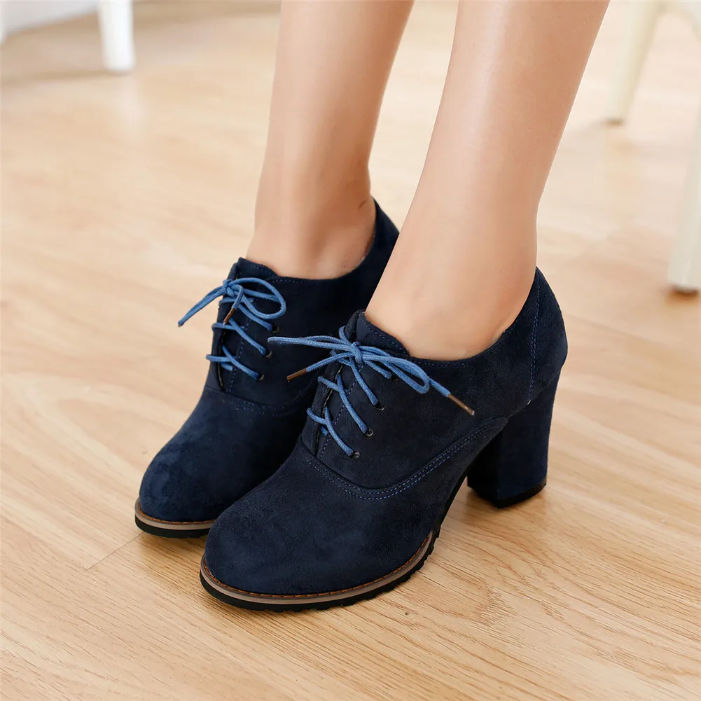 Sarairis Large Size 31-48 Autumn Fashion Ladies High Heels Shoelaces Shoes Woman Casual Office Lady Pumps Women Booties