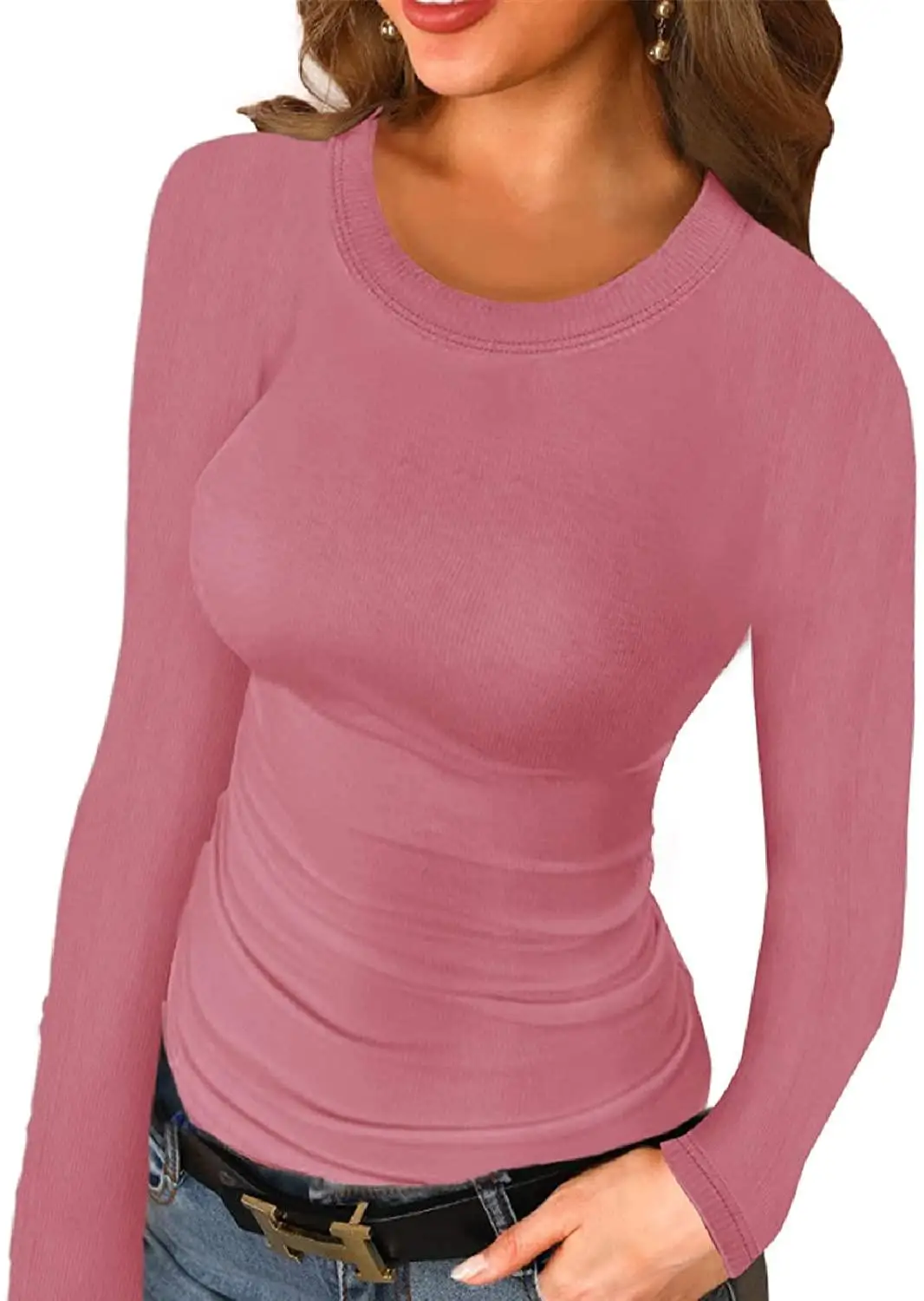 Футболка женская однотонная с глубоким V-образным вырезом пикантный облегающий