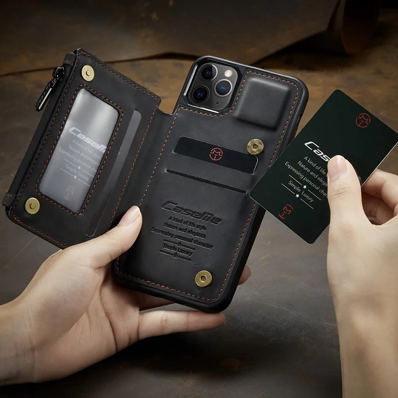 

Luxury Card Holder Leather Flip Case For IPhone 11 Pro X XS 12 Pro Max XR 7 8 Plus SE 2020 Business Wallet Kick Stand Cover Case
