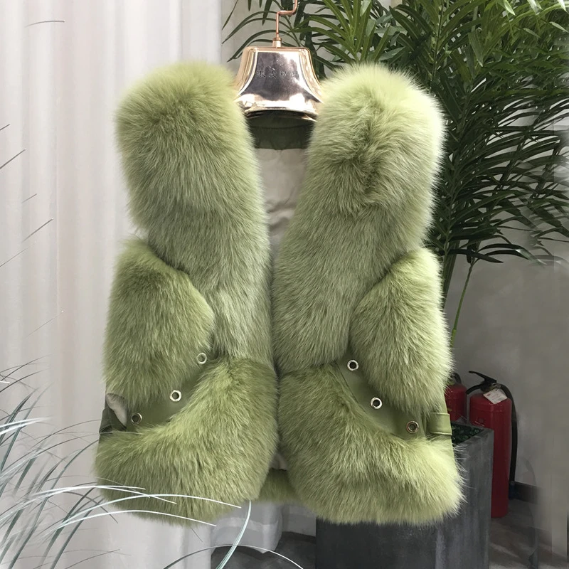 Жилет ZDFURS из натурального Лисьего меха Короткая Безрукавка зимний теплый жилет