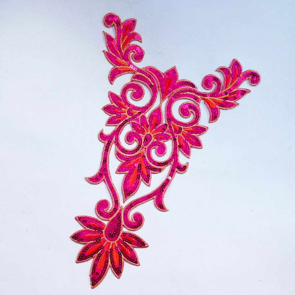 

Sequined Flower Appliques 3D Sequins Embroidered Trims DIY Iron On Cosplay Performance Lace Appliqued Floral Patches Multi Color