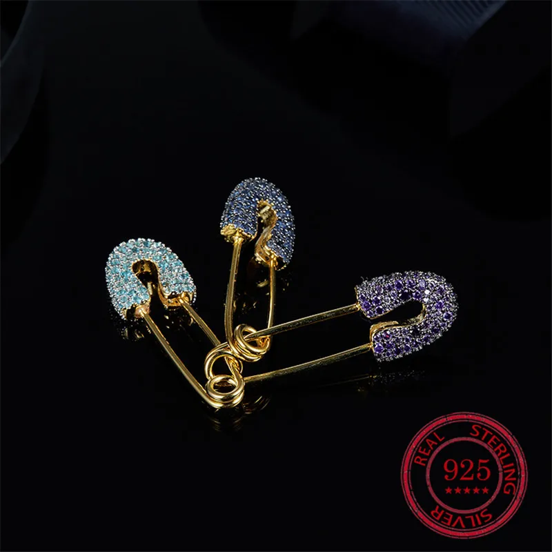 

925 Sterling Silver Ladies Earrings Charm Fashion High Quality Cubic Zirconia Multicolor Pin Earrings Ladies Luxury Jewelry Gift