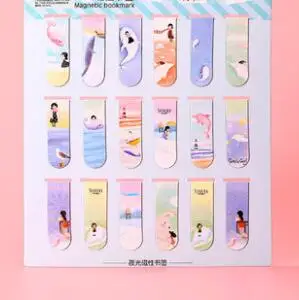 J 18 шт. мини набор магнитных закладок Kawaii закладки-наклейки для книг маркер бумага для чтения студенческие канцелярские принадлежности - Цвет: J