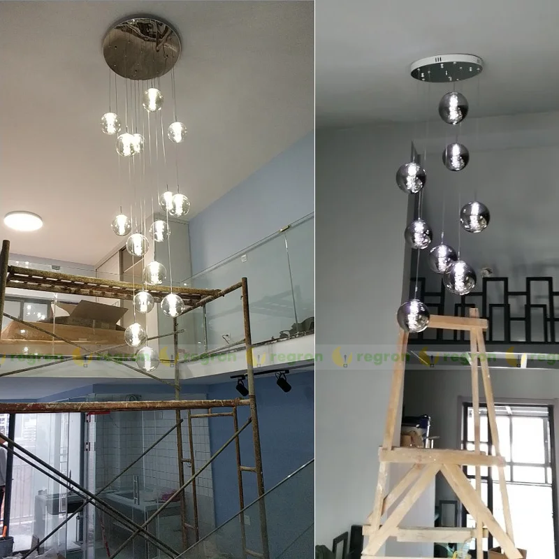 売る 階段用ガラスボールペンランプ,1〜5m,階段用,黒いボールランプスパイラル形状,4つの階段照明