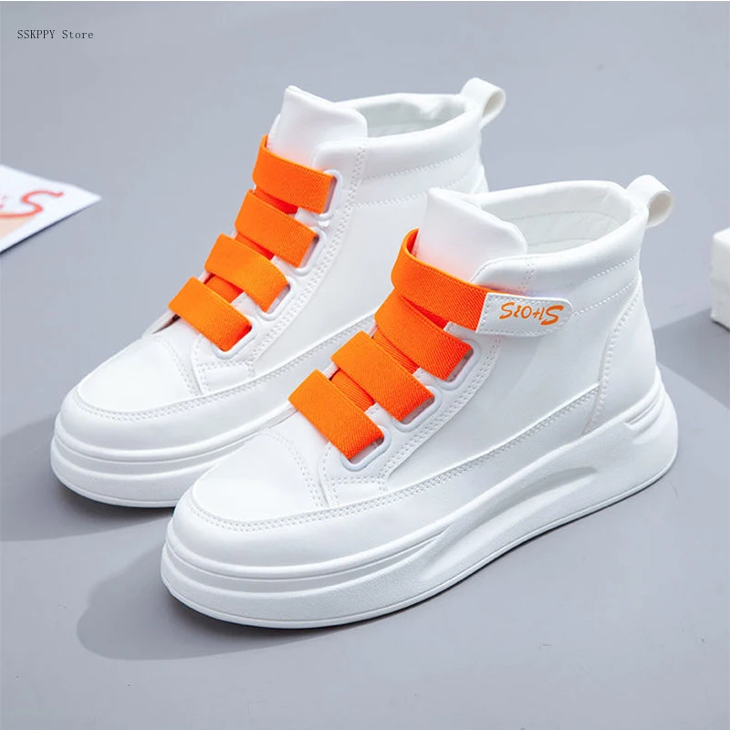 Ladies White Vulcanized Shoes Popular Korean Breathable Sports Shoes 2022 High-top Thick-soled Casual Men's Shoes  Women Shoes
