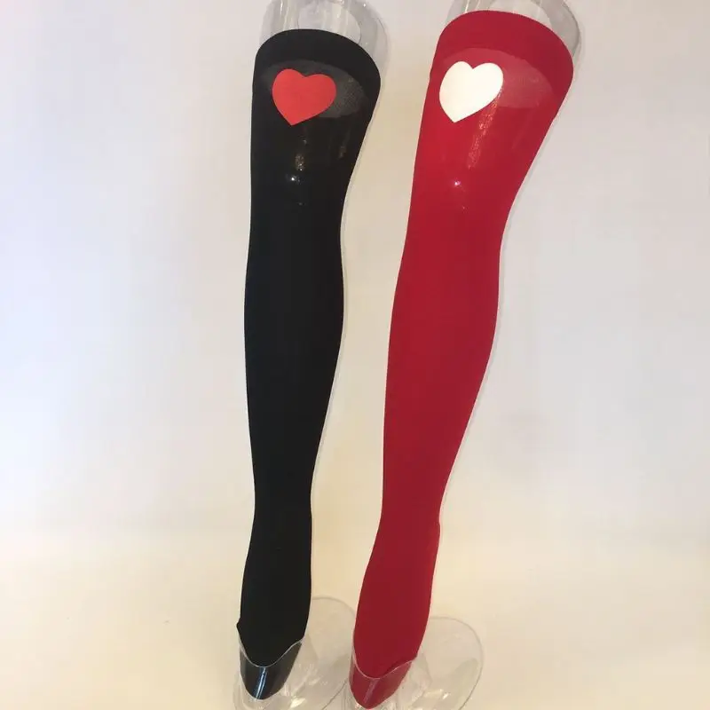 

Womens Sexy Thigh High Stockings Valentines Day Sweet Love Heart Dots Long Socks
