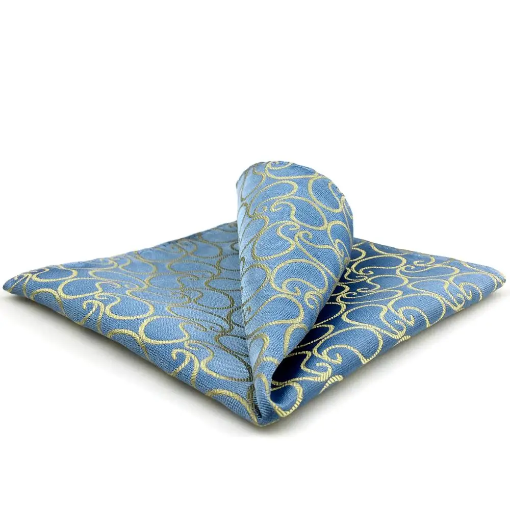 EH9 Пейсли синий желтый Карманный квадратный Свадебный Шелковый платок