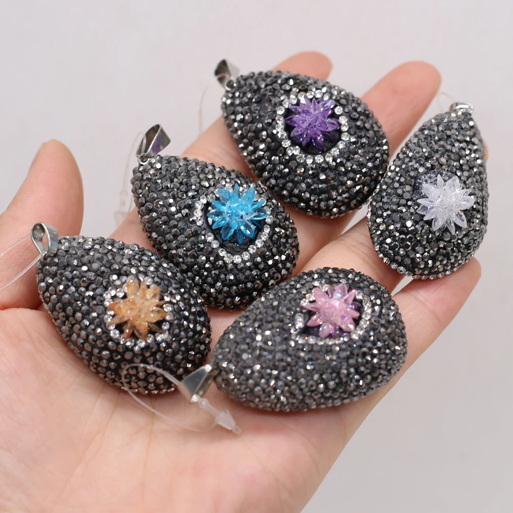 

Charms Natural Druzy Stone Pendant Water Drop Shape Agates Pendant for Women Men DIY Jewelry Necklace Wholesale 25x45-28x48mm
