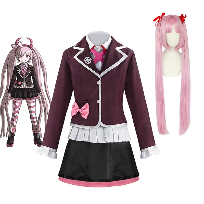 Парик и униформа JK из длинных розовых волос для косплея котоко Danganronpa Utsugi женская