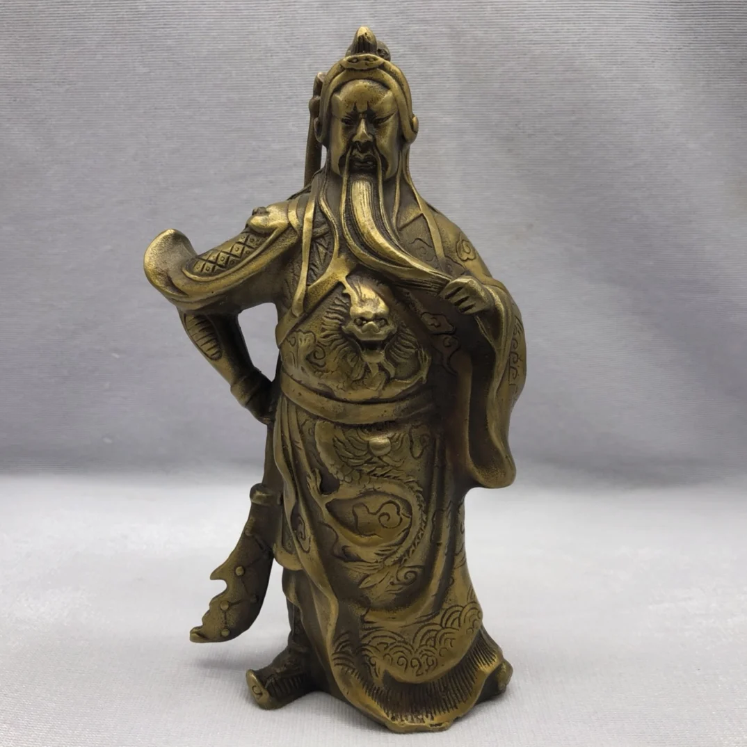 Chinese Collect Brass Sculpture Master Of Martial ArtsGuan YuPattern  Metal Crafts Home Decoration#0