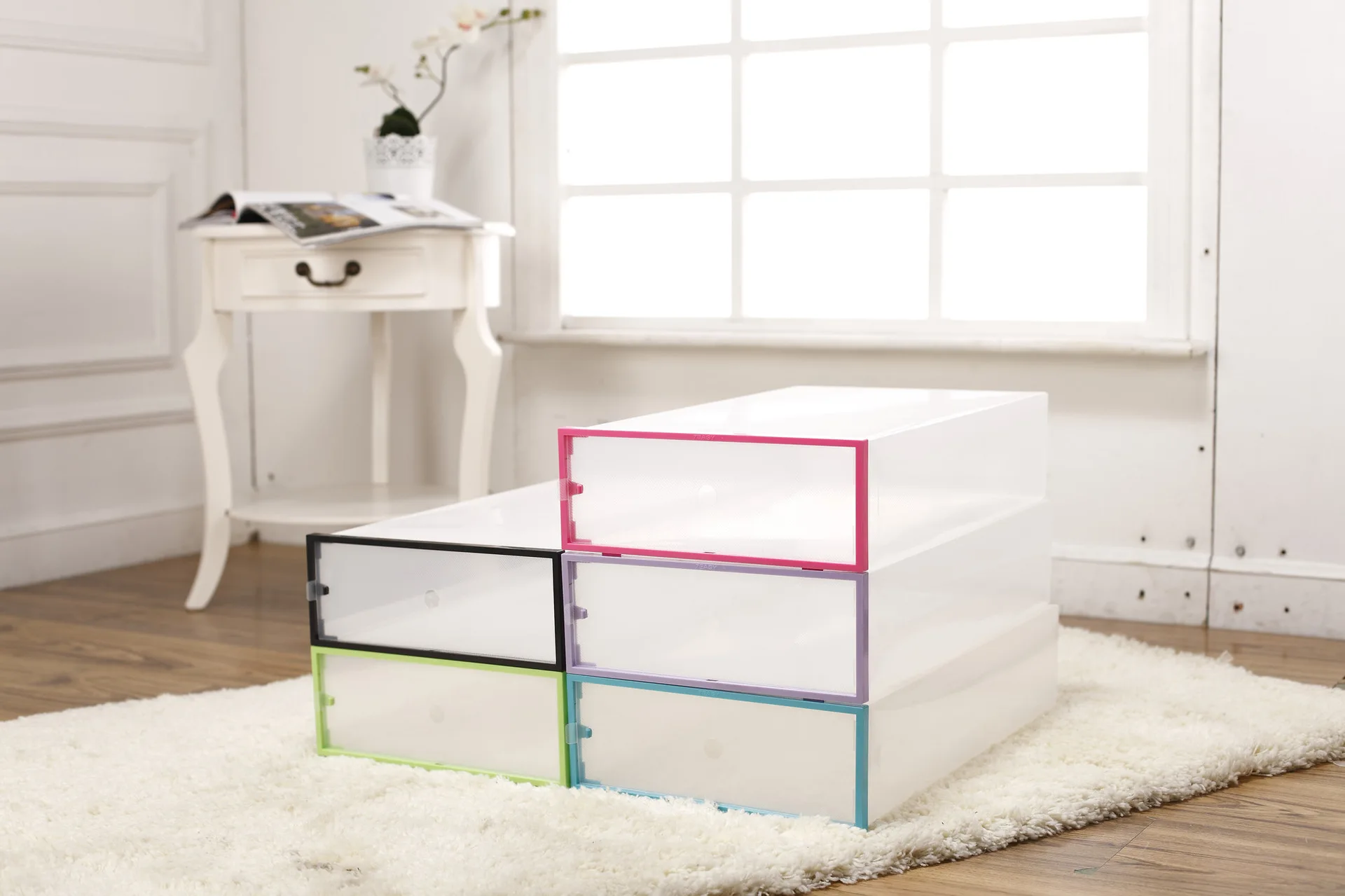 

Long Boots Transparent Storage Shoe Box Thickened Dustproof Bins Organizer Super Imposed Combination Cabinet