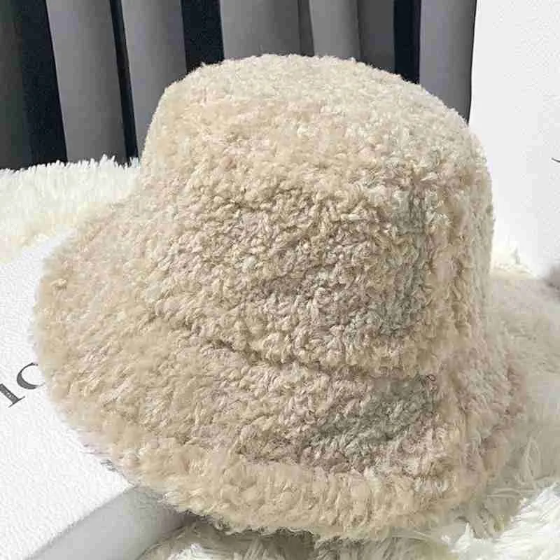 

Faux Fur Bucket Hat Lamb Wool Fisherman Hat Gorros Panama For Women Outdoor Warm Windproof Caps Fashion Faux Fur Bucket Hat