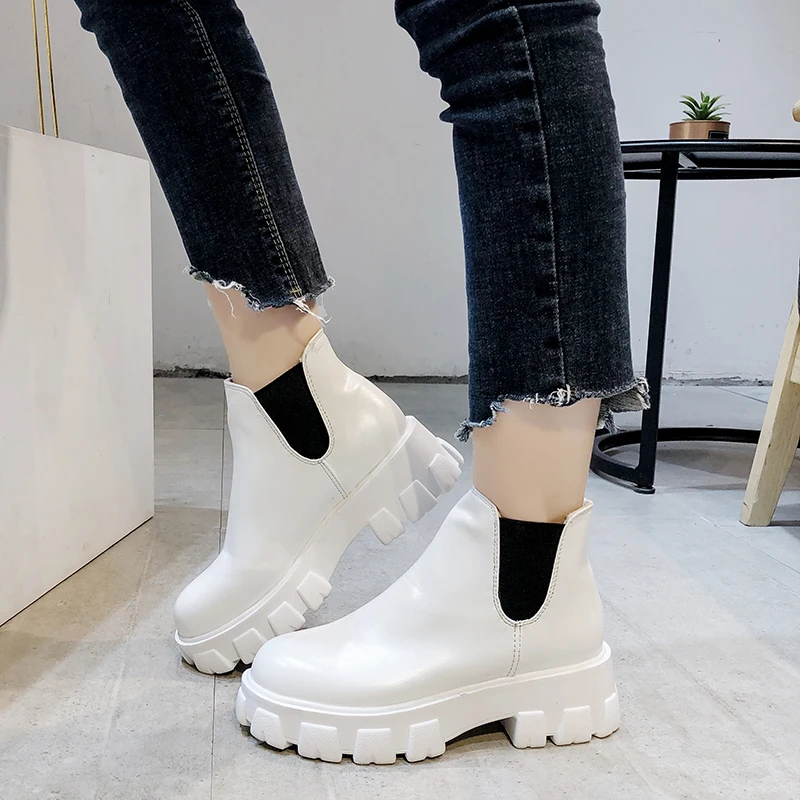 Rimocy/женские ботинки Челси из искусственной кожи на платформе коллекция 2019 года
