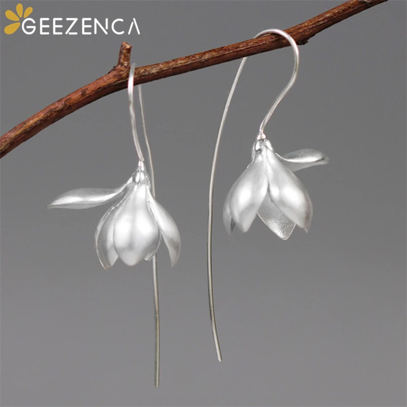 

Женские серьги-подвески из серебра 925 пробы, с цветком магнолии