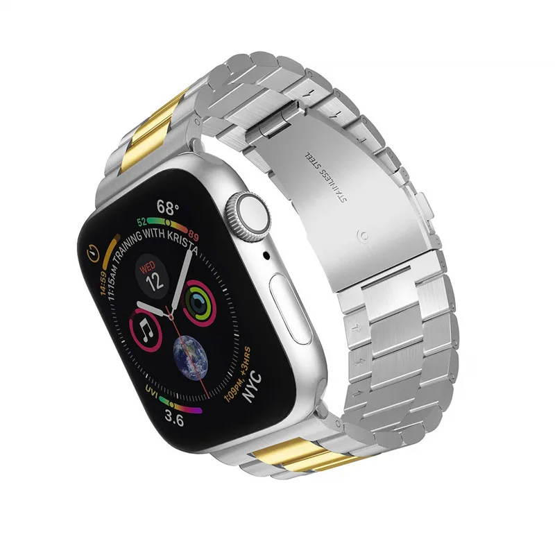 Браслет из нержавеющей стали, совместимый с Apple watch series 5 4 40 мм 44 мм, браслет со звеньями для iwatch 3 2 1 38 мм 42 мм