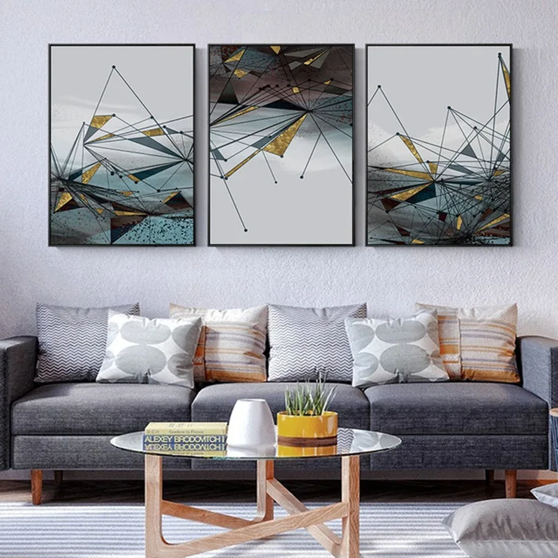 Современный абстрактный геометрический постер линий декоративная живопись