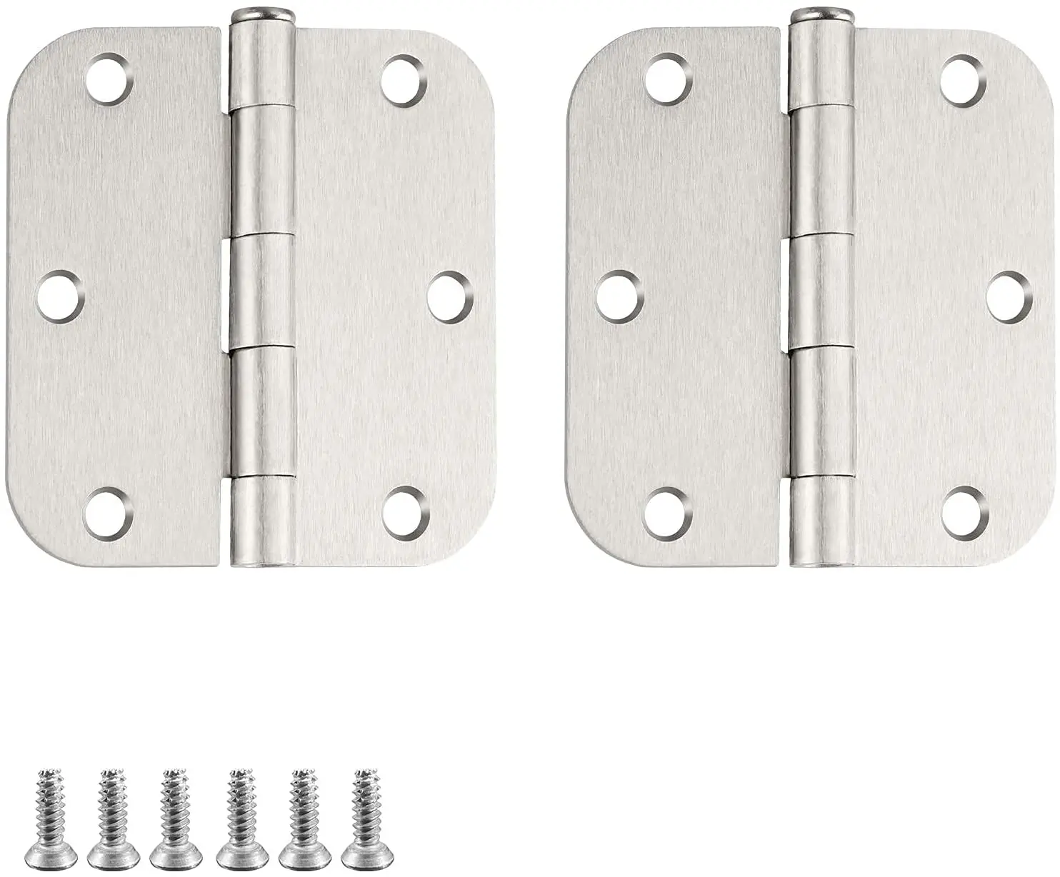 24 Pack Satin Nickel Door Hinges 3.5 Inch Brushed Nickel Hinges Bi-fold Butt Hinges Interior Door Hardware, 5/8" Radius Corners