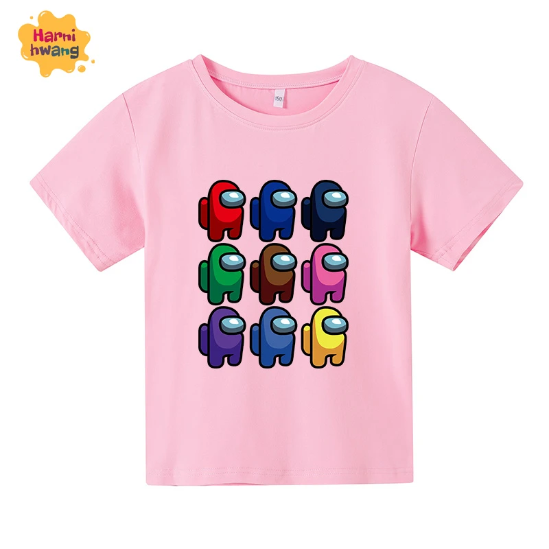 

Summer Children's Cotton T-shirts Between Us Harajuku Brand Short-sleeved Oversized T-shirt Baby Top Cartoon Graphic T-shirt