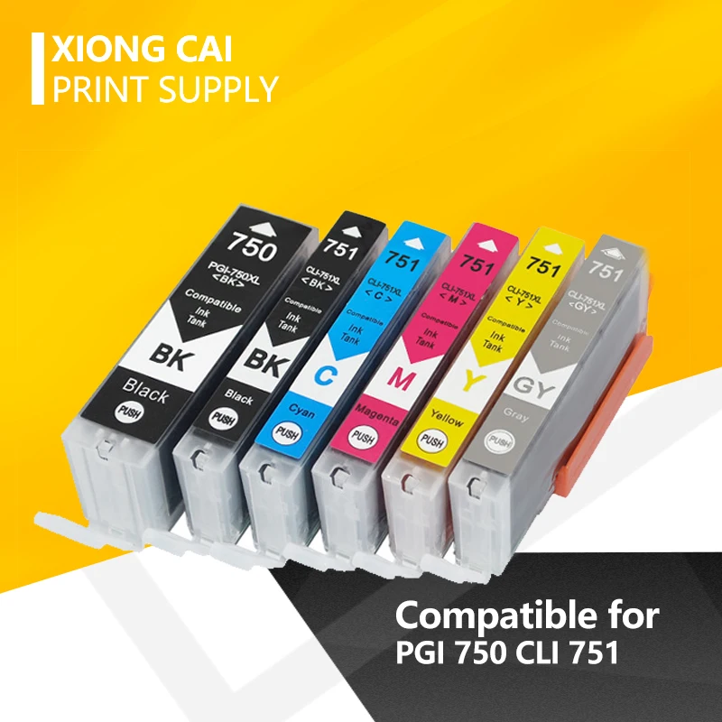 6 шт. PGI 750 CLI 751 для Canon MG6370 MG7170 MG7570 IP8770 MG6770 MG6670 принтер совместимый картридж с