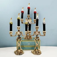 halloween 3 candles holder candelabra skull skeleton table candlestick home decoration led candles home accessories