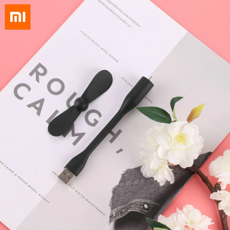 Black Xiaomi Портативный Гибкий мини USB вентилятор гибкие съемные USB гаджеты низкая мощность для банка питания для ПК для ноутбука для OTG - Color: Black