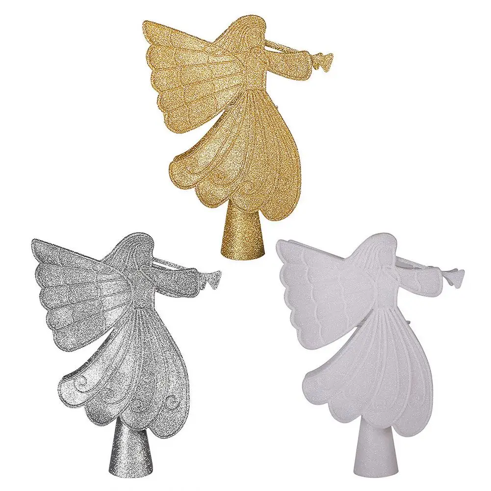 

Glitter Lighted Angel Tree Topper Christmas Tree Topper Lighted With White Snowflake Projector For Christmas Tree Decoration