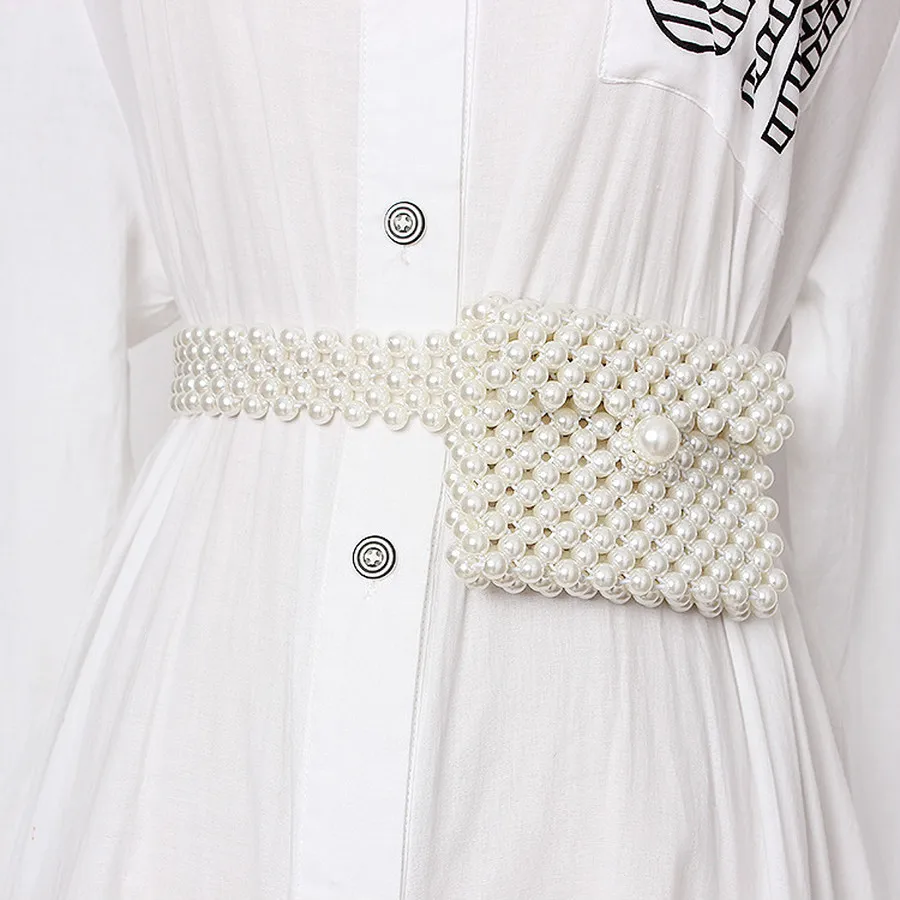 Элегантная поясная сумка DICLOUD с имитацией жемчуга для женщин эластичные Сумки на