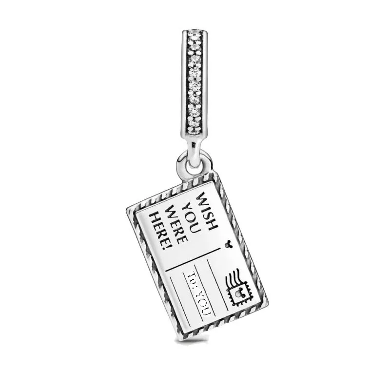 

2020 Spring New 925 Sterling Silver Beads Postcard Dangle Charms fit Original 3mm Bracelets Women DIY Jewelry CMS2029