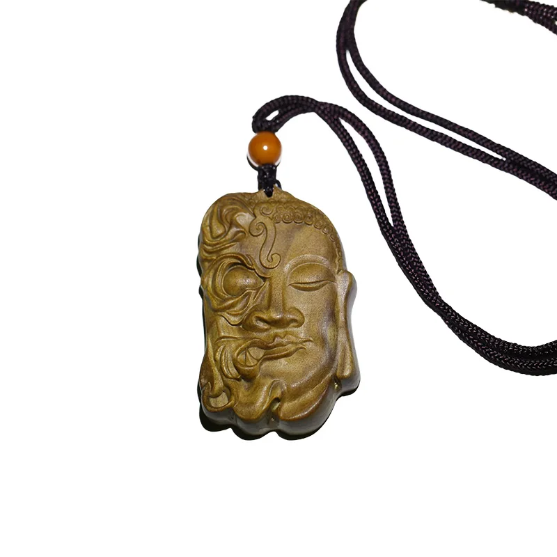 Мужской кулон из цельного дерева в виде дьявола и Будды|Статуи скульптуры| |