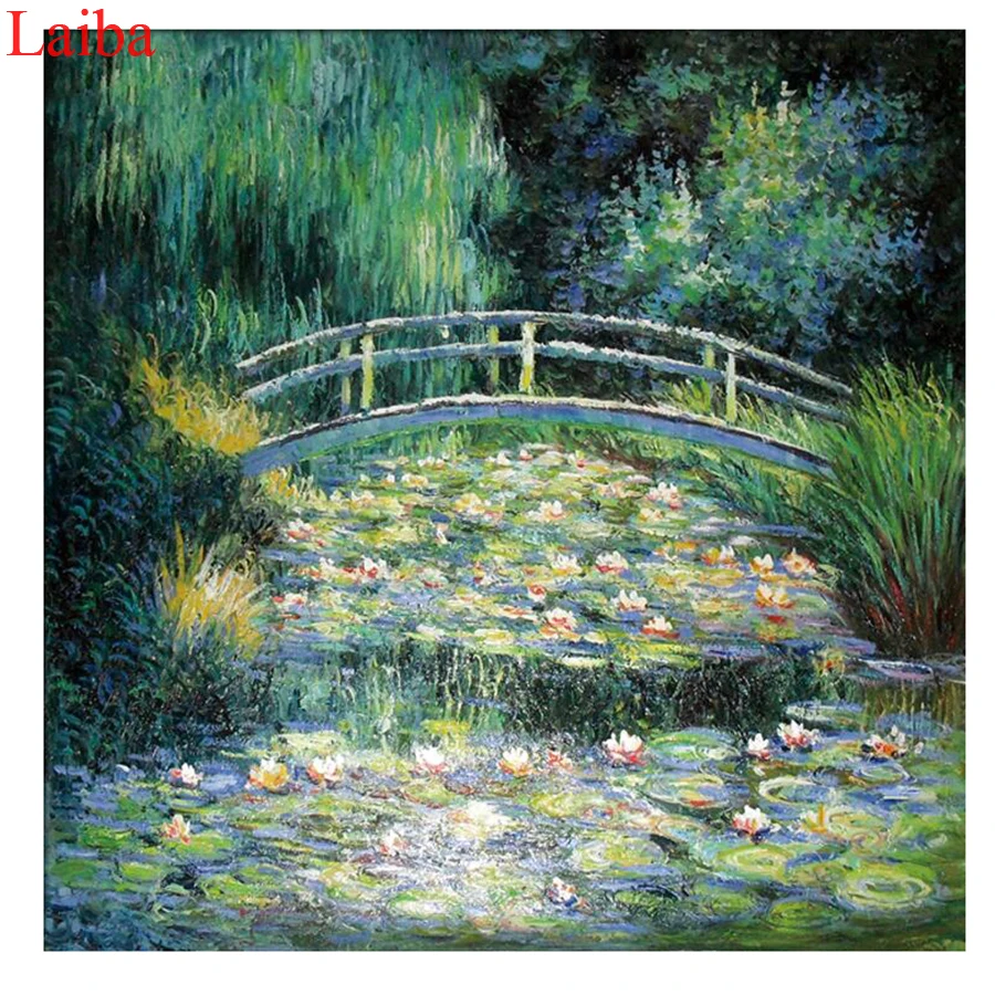 

Алмазная живопись, абстрактная художественная картина с водяными лилиями, стразы 5D, алмазная вышивка, вышивка крестиком, Алмазная мозаика, ...