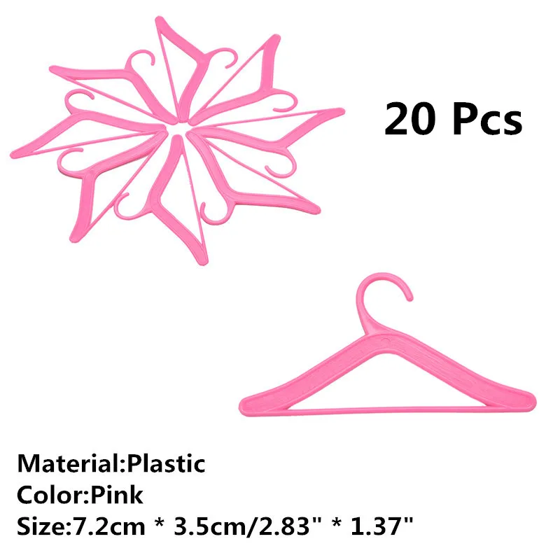 10/20 шт пластиковые розовые/белые вешалки для одежды Вешалки кукол куклы Барби