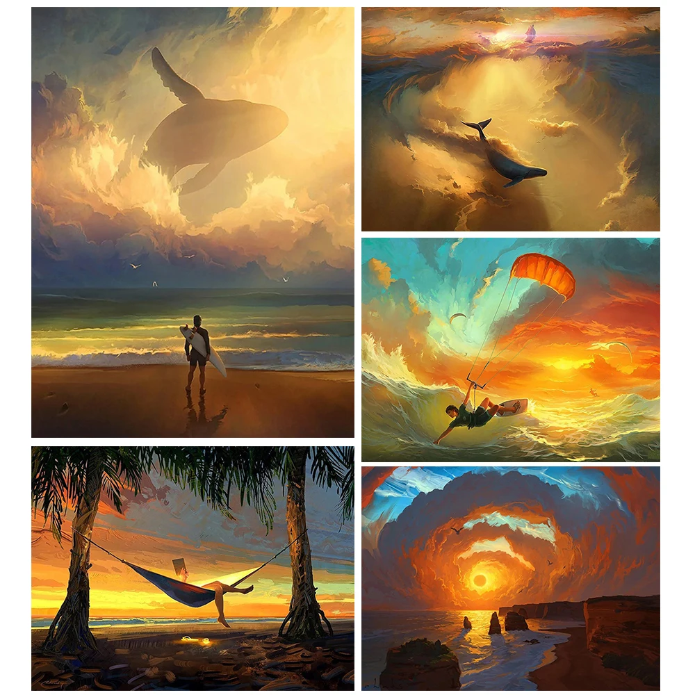 5D DIY Diamond Painting Cartoon Fantasy Kunpeng Landscape Rhinestone Embroidery Mosaic Home Art Decoration |