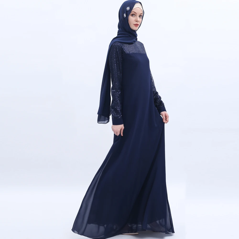 Шифоновое Прошитое платье летнее повседневное свободное мусульманское женское
