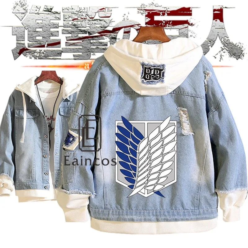 

Anime Attack on Titan Jacket Scout Regiment Cosplay Costume Denim Jacket New Men Women Hoodie Casual Outwear