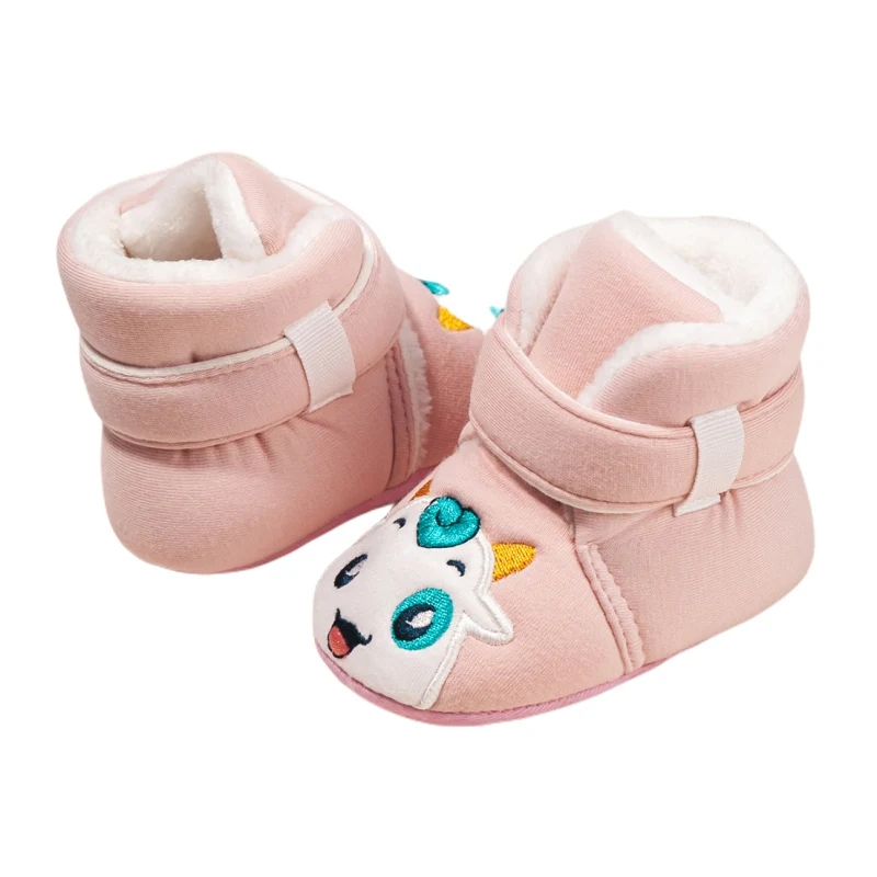 

Winter Baby Boys Girls Shoes Soft Anti-slip Sole Cartoon Animal Prewalker Fleece Lined Snow Boots 0-18M