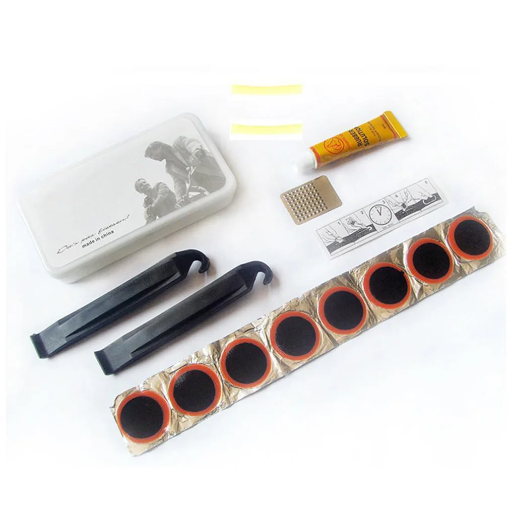 

Bike Bicycle Cycling Tire Repair Kit Tool Set Inner Tube Patching Tyre Filler Glue Free Cold Patch Sealant Fix Portable