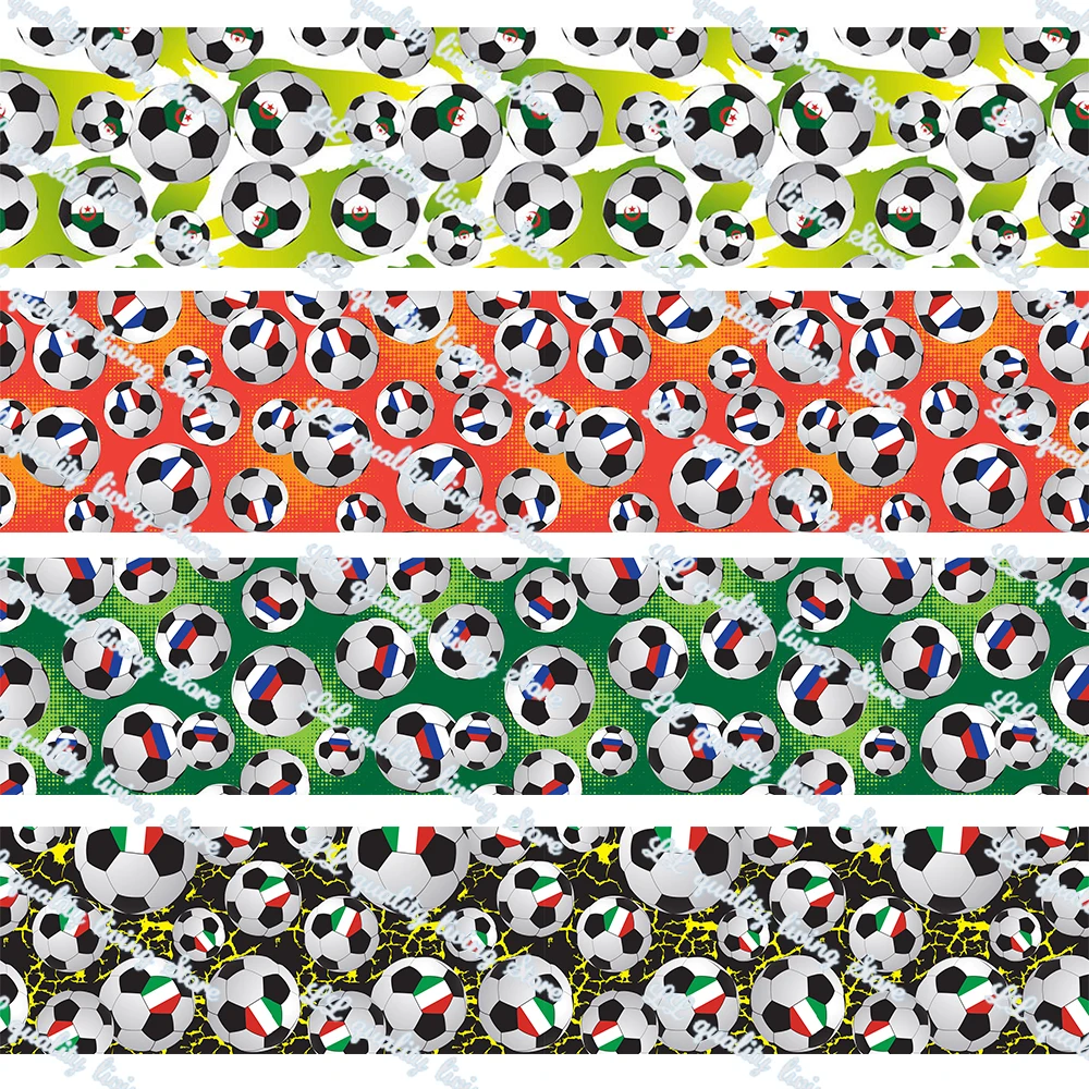 

16-75mm Cartoon Football Printed Grosgrain Ribbon/16mm Printed Elastic Foe Ribbons DIY Hair Bows Sewing Webbing 50 Yards