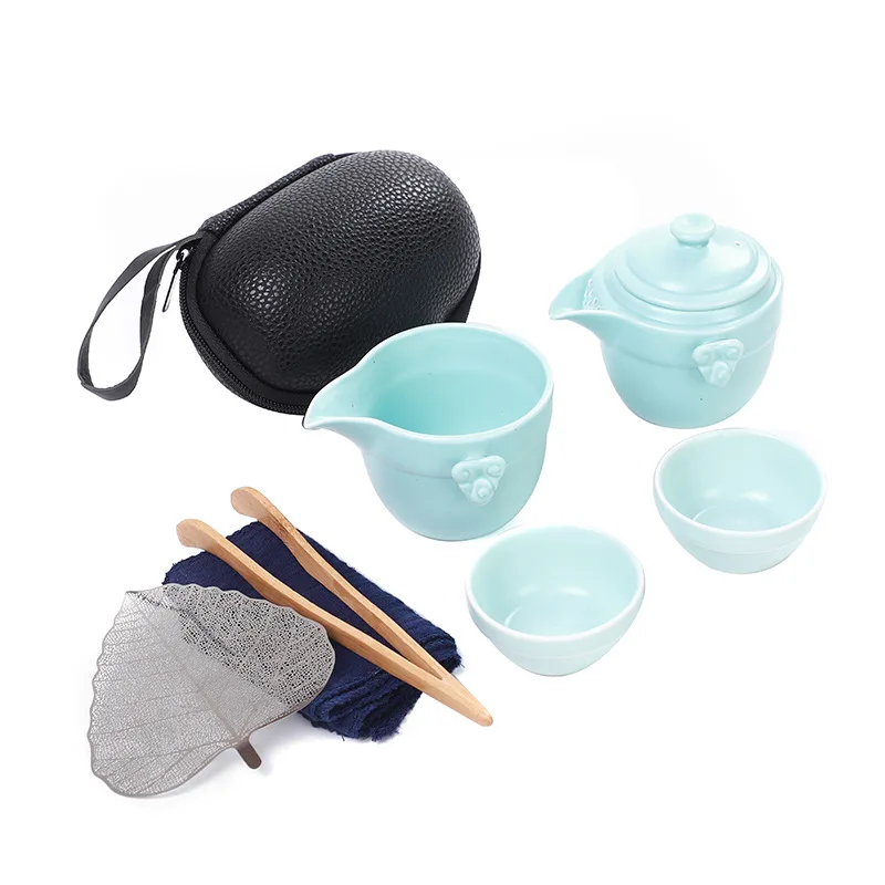 

Tea set Gaiwan Black crockery ceramic teapot teacups a tea sets portable travel tea sets with travel bag C26