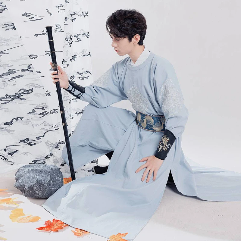 Модный мужской современный китайский традиционный унисекс костюм ханьфу